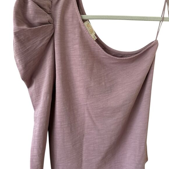 Nation LTD Sabrina One Shoulder Pink Top Size Medium - Picture 5 of 9